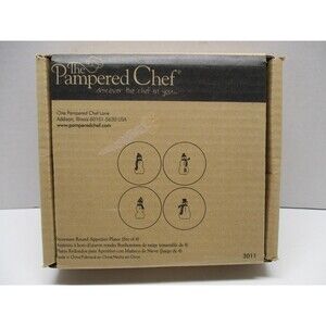 The Pampered Chef Snowman Appetizer Plates Round Set/4 Christmas Glass - 6 In
